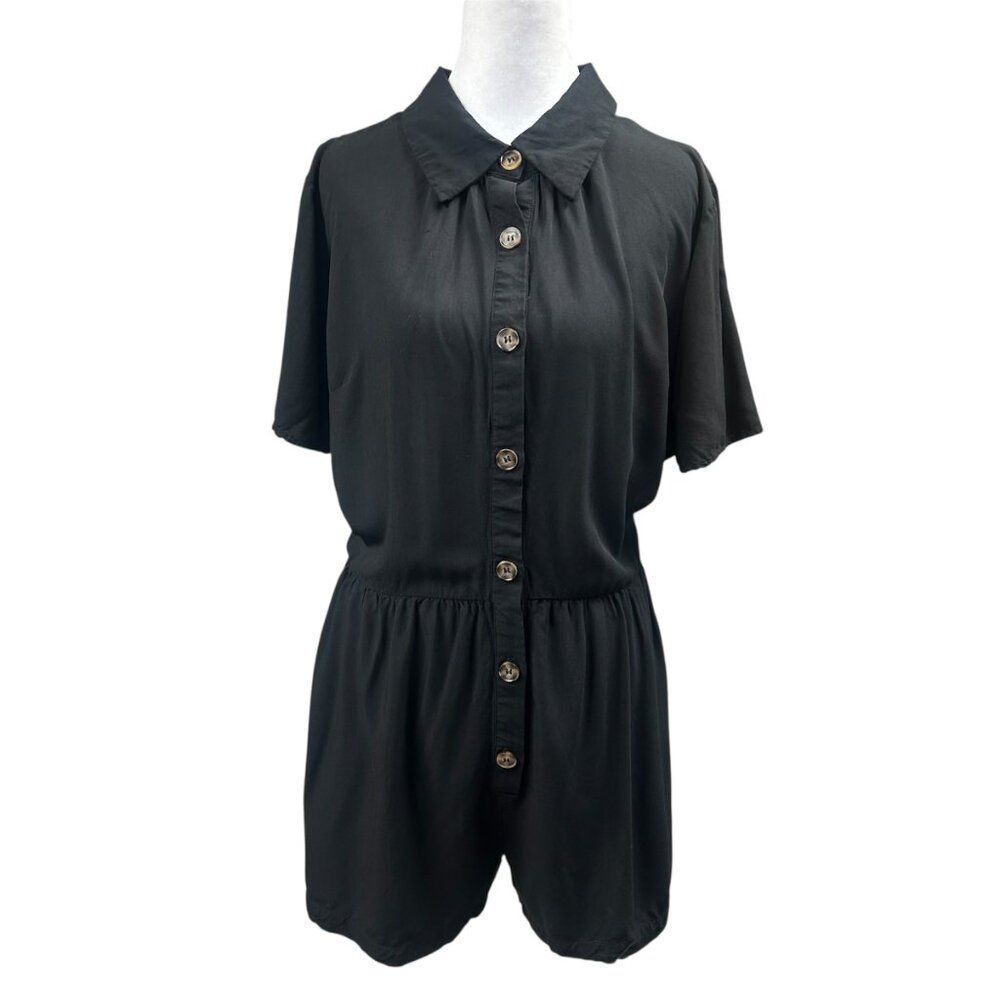 Lulus Romper Short Sleeve Preppy Safari Chic Utility Minimalist Sz XL